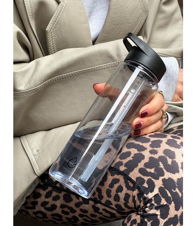 MOVE waterfles transparant 700 ml - dop met rietje en sportdop