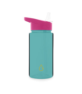 MOVE waterfles met rietje lichtblauw transparant kinderen 400 ml