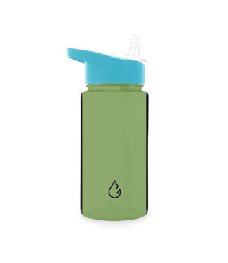 MOVE waterfles met rietje olijfgroen transparant kinderen 400 ml