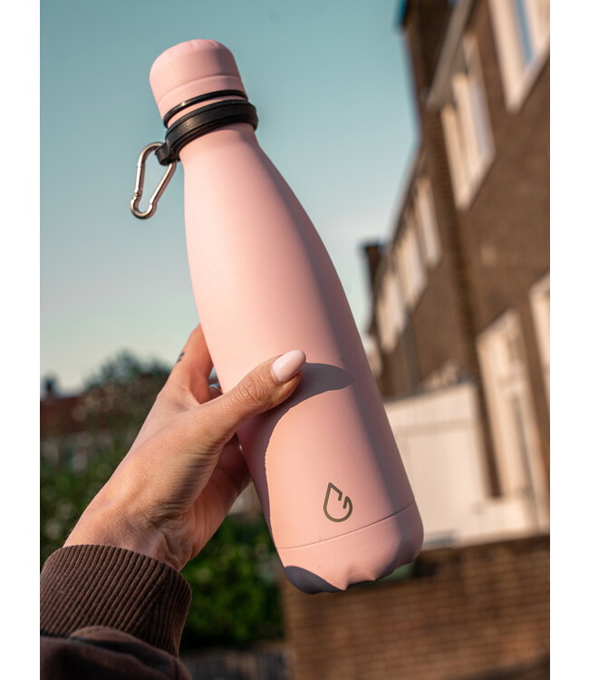 All design waterfles RVS pastel roze 500 ml  - Wattamula