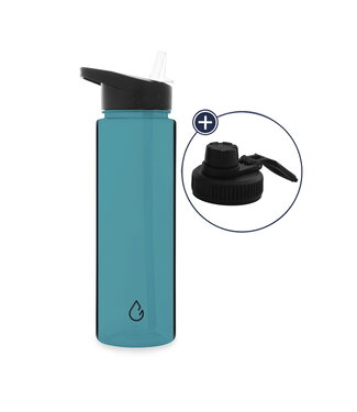 MOVE waterfles lagoon transparant 700 ml - dop met rietje en sportdop