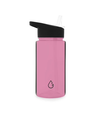MOVE waterfles met rietje roze transparant kinderen 400 ml