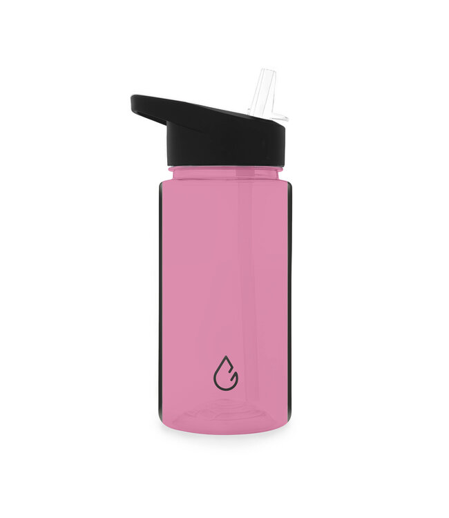 MOVE waterfles met rietje roze transparant kinderen 400 ml