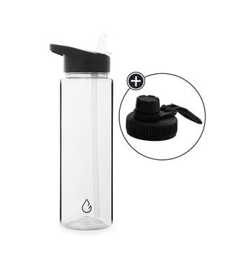 MOVE waterfles transparant 700 ml - dop met rietje en sportdop