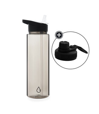 MOVE waterfles taupe transparant 700 ml - dop met rietje en sportdop