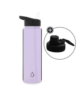 MOVE waterfles lila transparant 700 ml - dop met rietje en sportdop