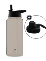 MOVE waterfles taupe transparant 1 liter - dop met rietje en sportdop