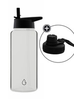 MOVE waterfles transparant 1 liter - dop met rietje en sportdop