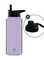 MOVE waterfles lila transparant 1 liter - dop met rietje en sportdop