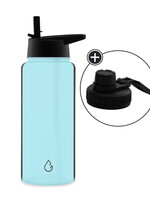MOVE waterfles lichtblauw transparant 1 liter - dop met rietje en sportdop