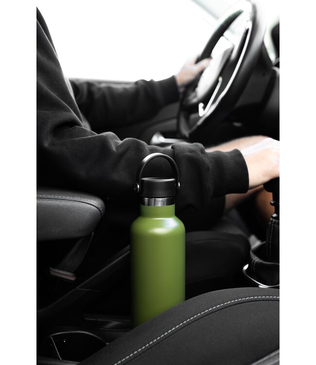 GO waterfles RVS olijfgroen 710 ml - met sportdop - Wattamula