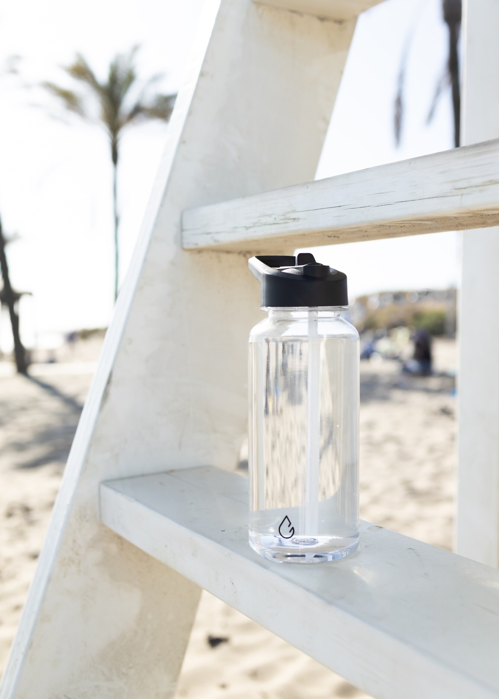 MOVE waterfles transparant 1 liter - dop met rietje en sportdop