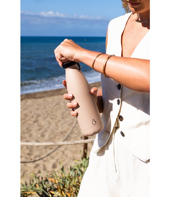 All design waterfles RVS nude 500 ml - dop met rietje - Wattamula