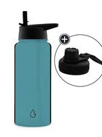 MOVE waterfles lagoon transparant 1 liter - dop met rietje en sportdop