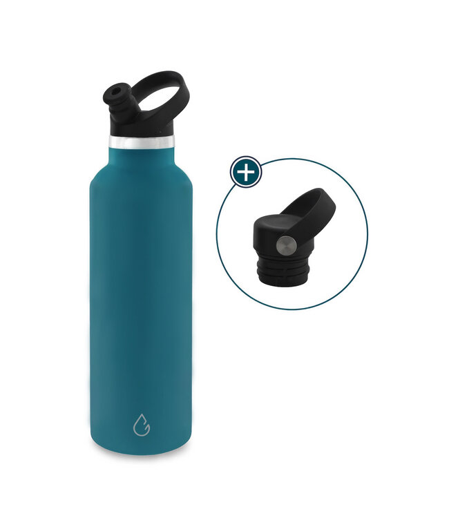 GO waterfles RVS lagoon 710 ml - met sportdop - Wattamula