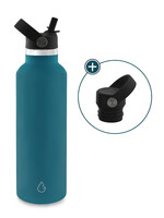 GO waterfles RVS lagoon 710 ml - dop met rietje