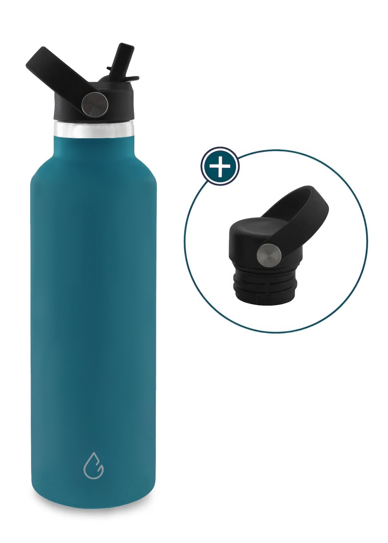 GO waterfles RVS lagoon 710 ml - dop met rietje - Wattamula