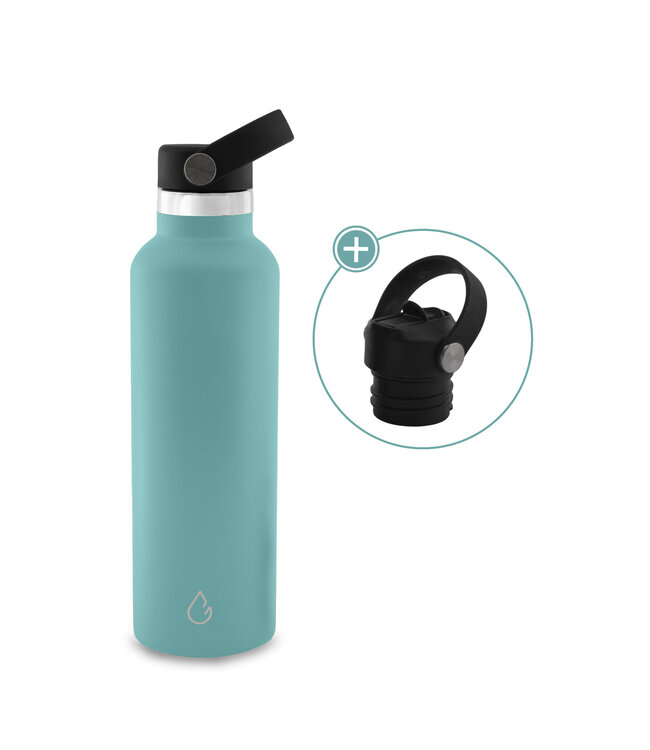 GO waterfles RVS lichtblauw 710 ml - dop met rietje - Wattamula