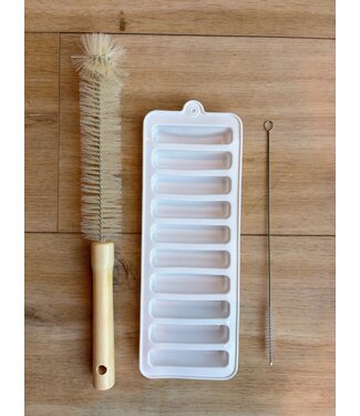 Set afwasborstel, rietjes borstel en ijsblokjesvorm