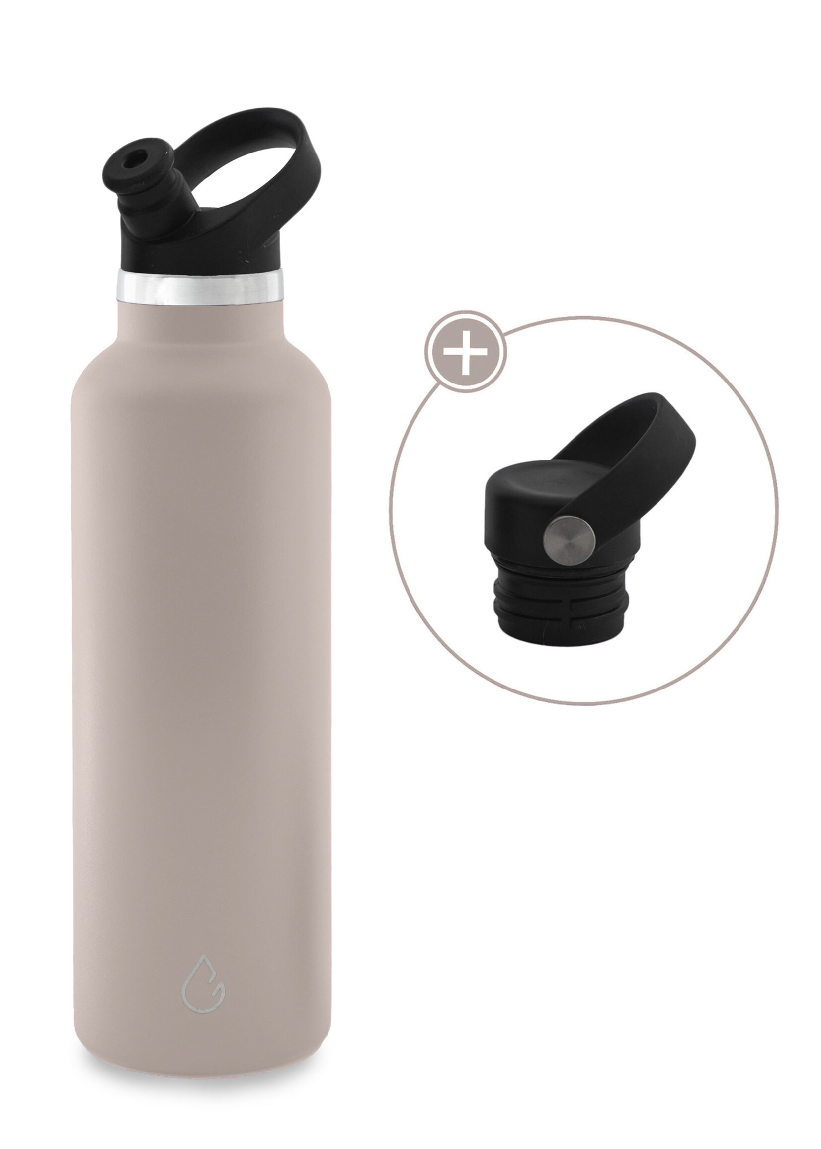 GO waterfles RVS nude 710 ml - met sportdop - Wattamula