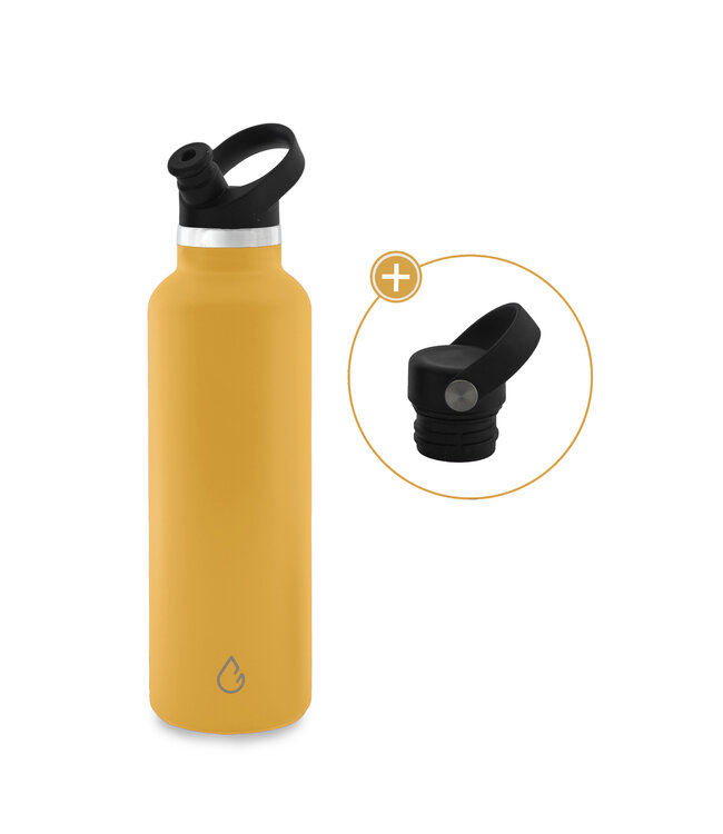 GO waterfles RVS okergeel 710 ml - met sportdop - Wattamula