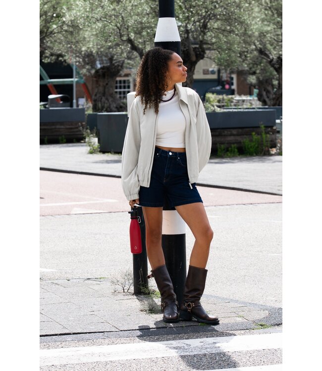 FLOW waterfles RVS burgundy 500 ml - dop met rietje