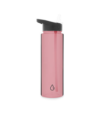 MOVE waterfles met rietje roze transparant 900 ml