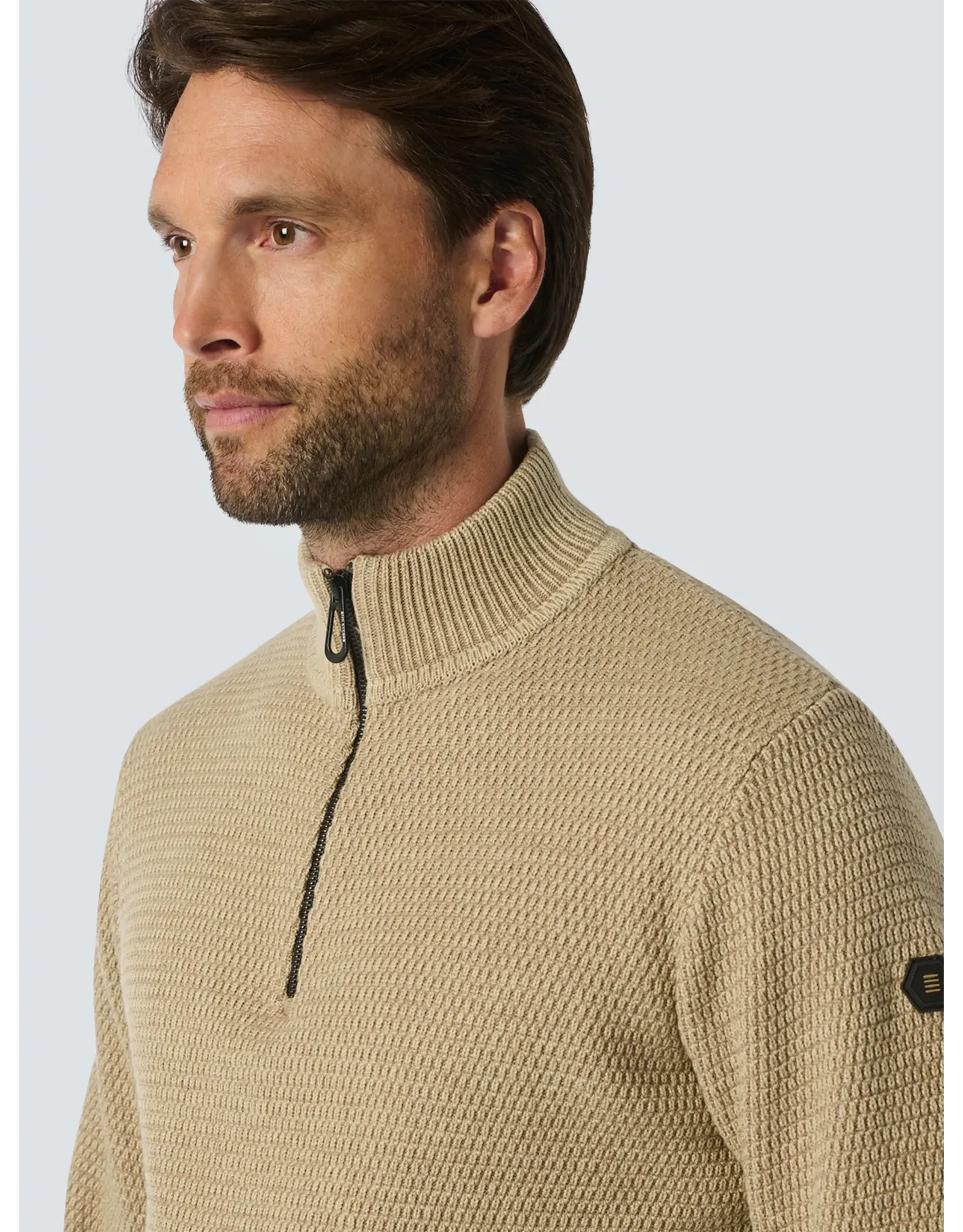 NO EXCESS  HALF ZIP TRUI IN TWEE KLEURIGE MELANGE
