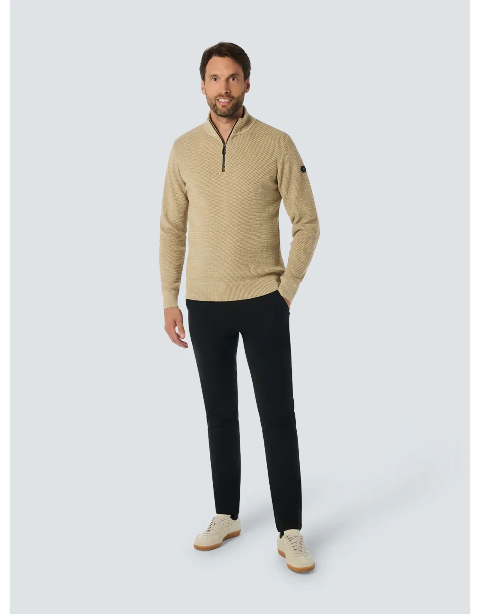 NO EXCESS  HALF ZIP TRUI IN TWEE KLEURIGE MELANGE
