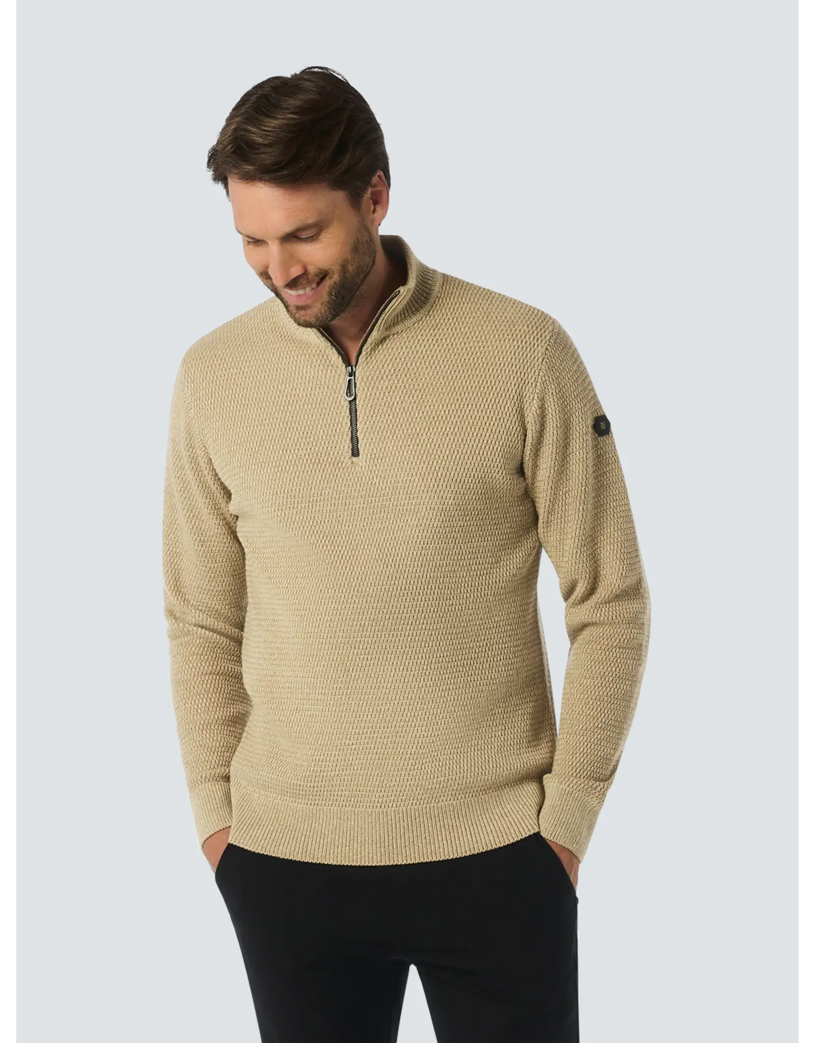 NO EXCESS  HALF ZIP TRUI IN TWEE KLEURIGE MELANGE