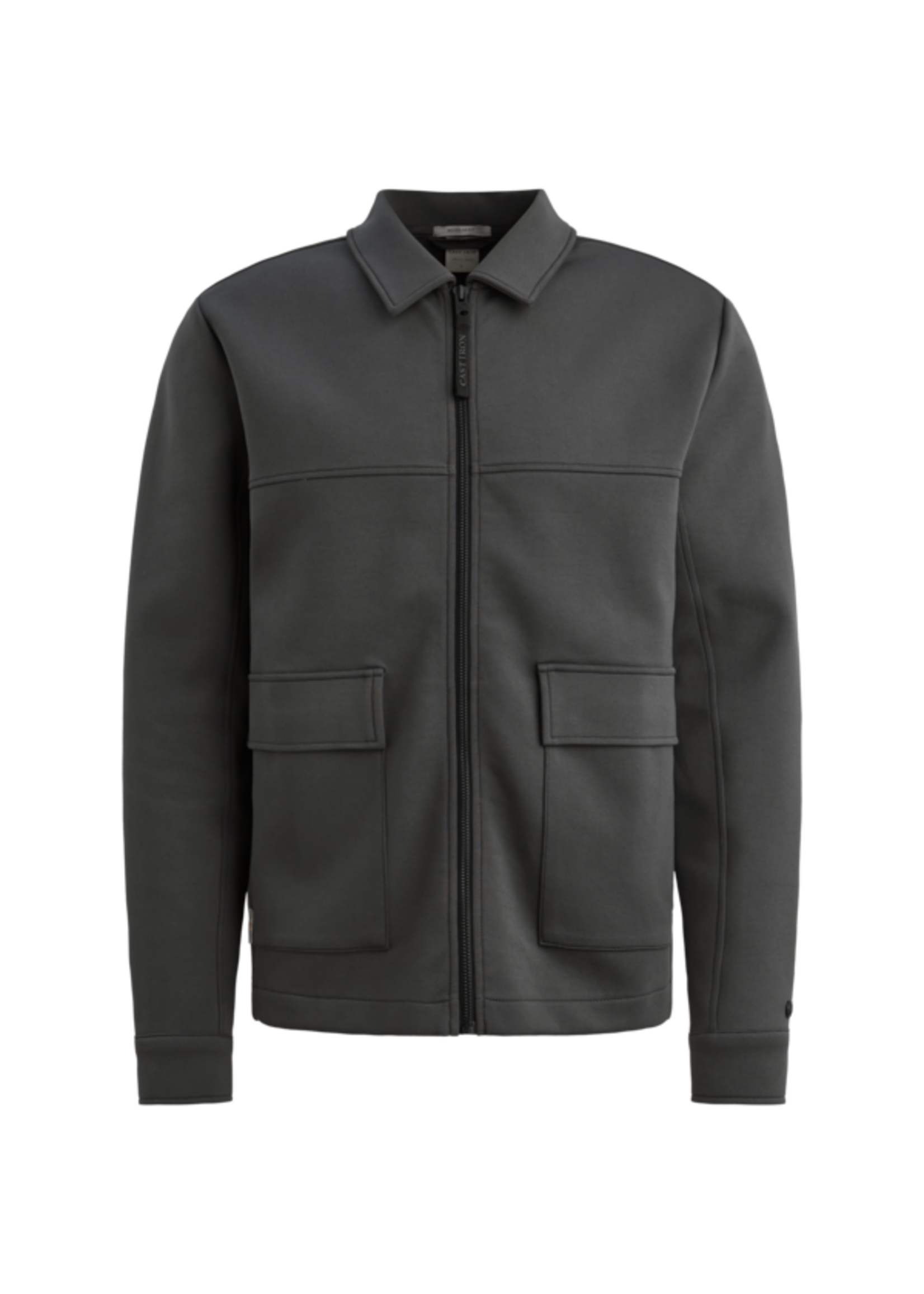 CASTIRON SWEAT JACKET MET RITSSLUITING EN PLATTE KRAAG