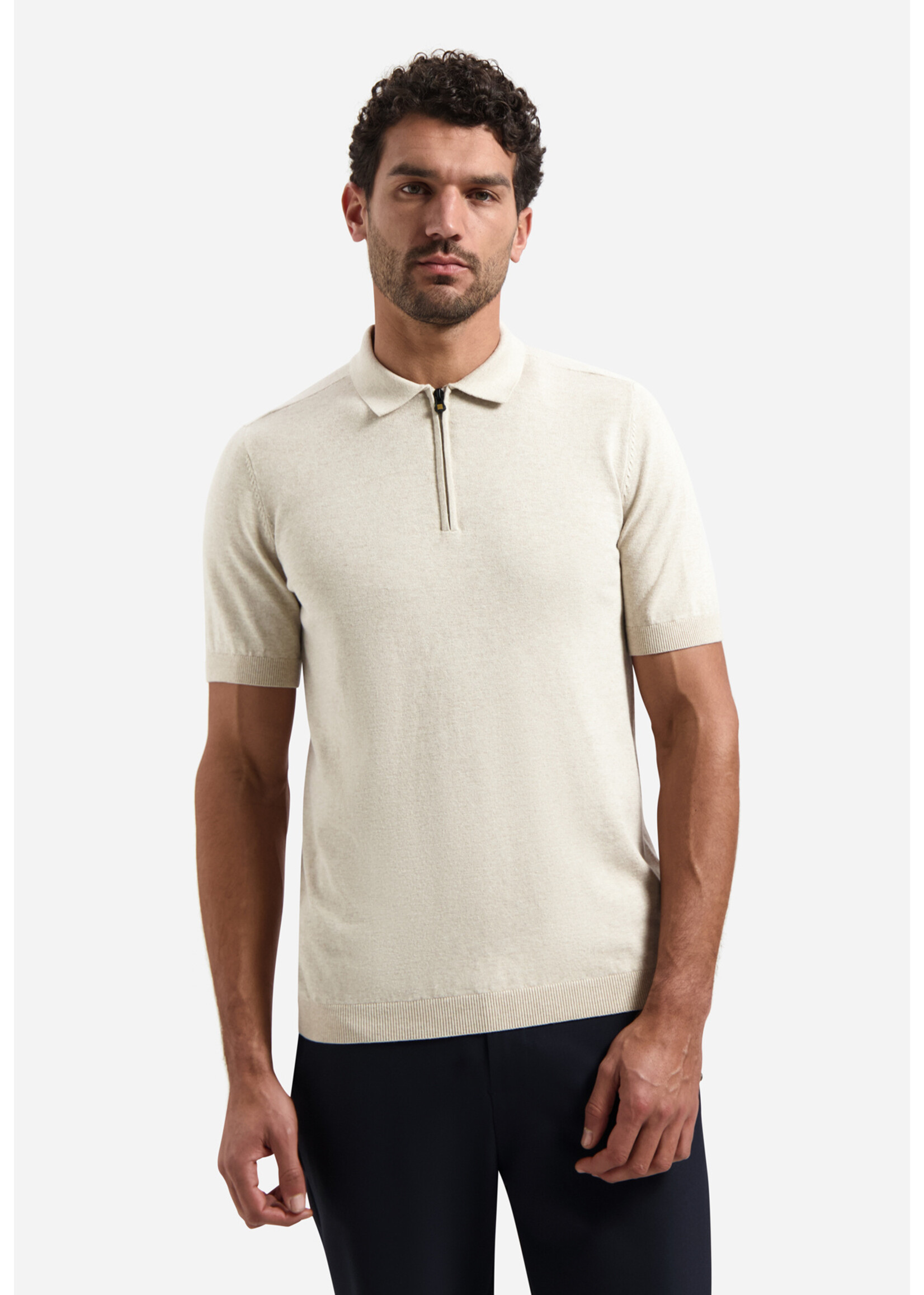 NO EXCESS  PULLOVER SHORT SLEEVE POLO ZIP MELANGE
