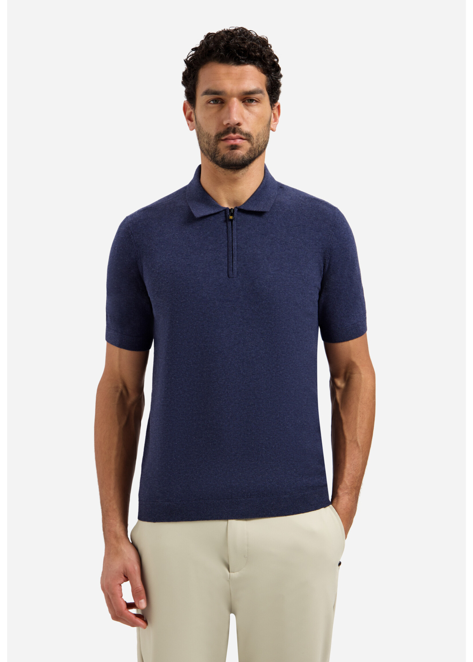 NO EXCESS  PULLOVER SHORT SLEEVE POLO ZIP MELANGE