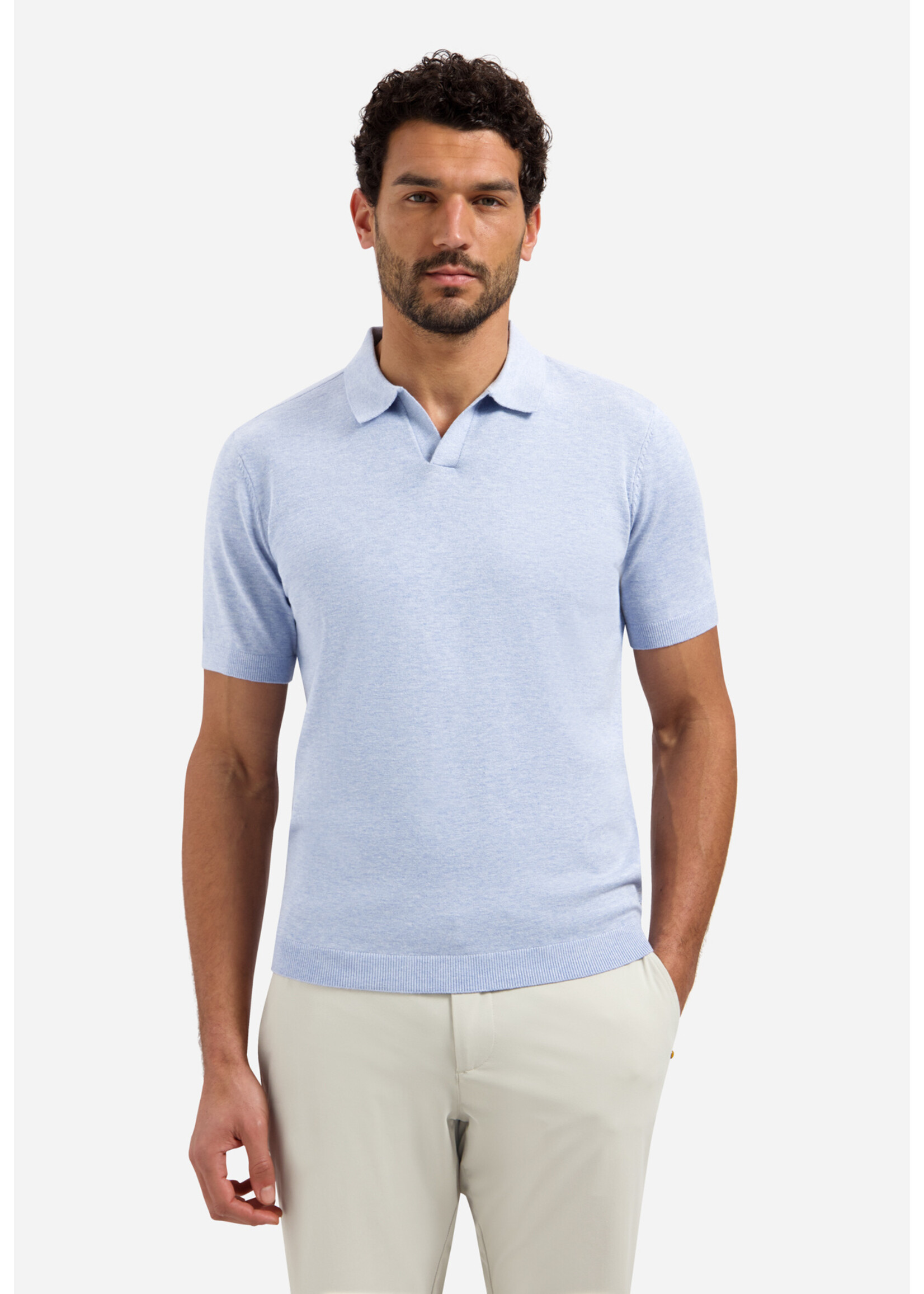 NO EXCESS  PULLOVER V POLO SHORT SLEEVE MELANGE