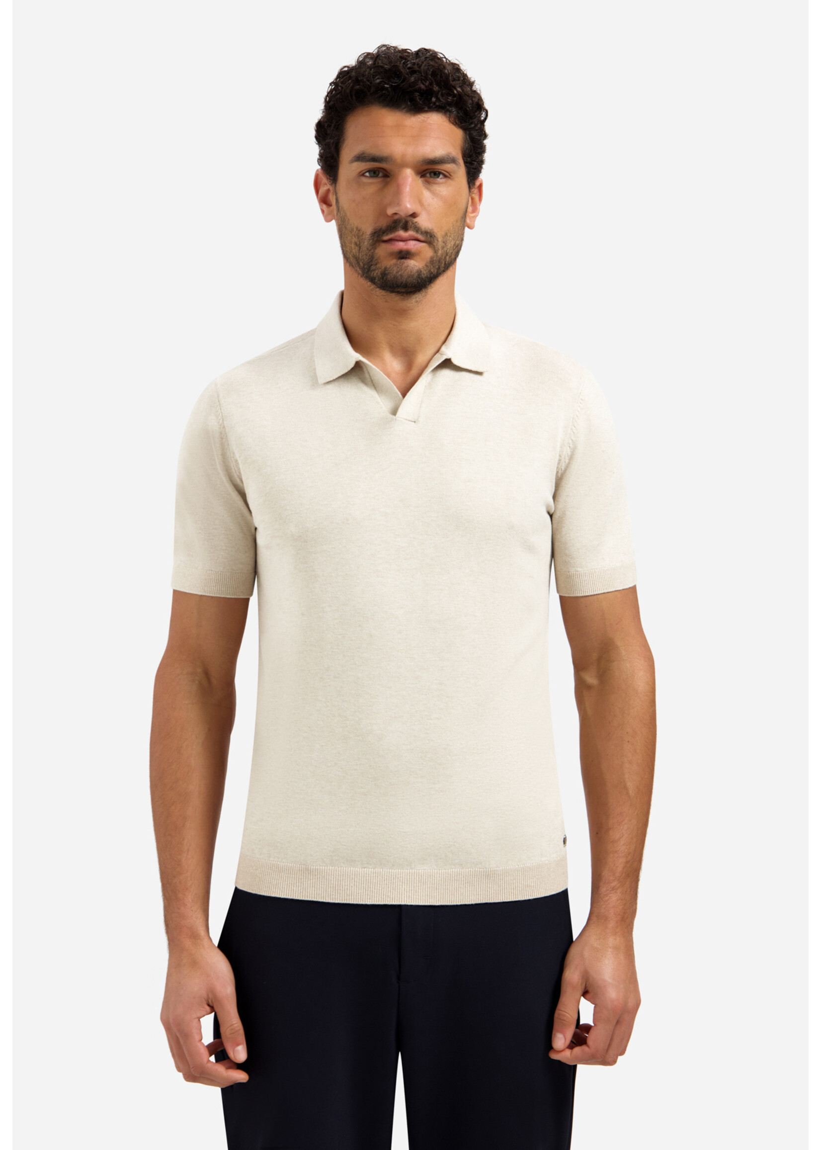 NO EXCESS  PULLOVER V POLO SHORT SLEEVE MELANGE