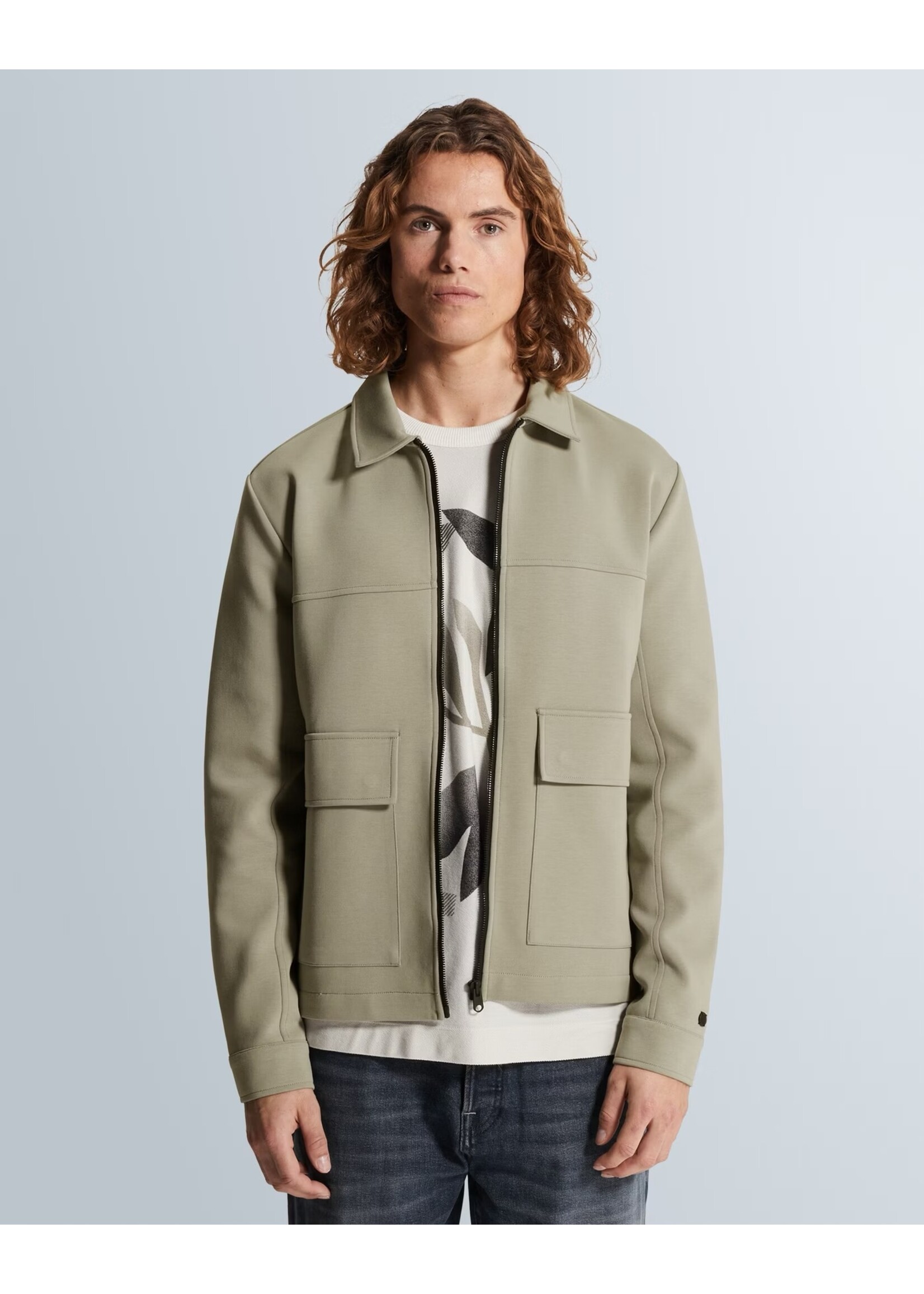 CASTIRON SWEAT JACKET MET RITSSLUITING EN PLATTE KRAAG