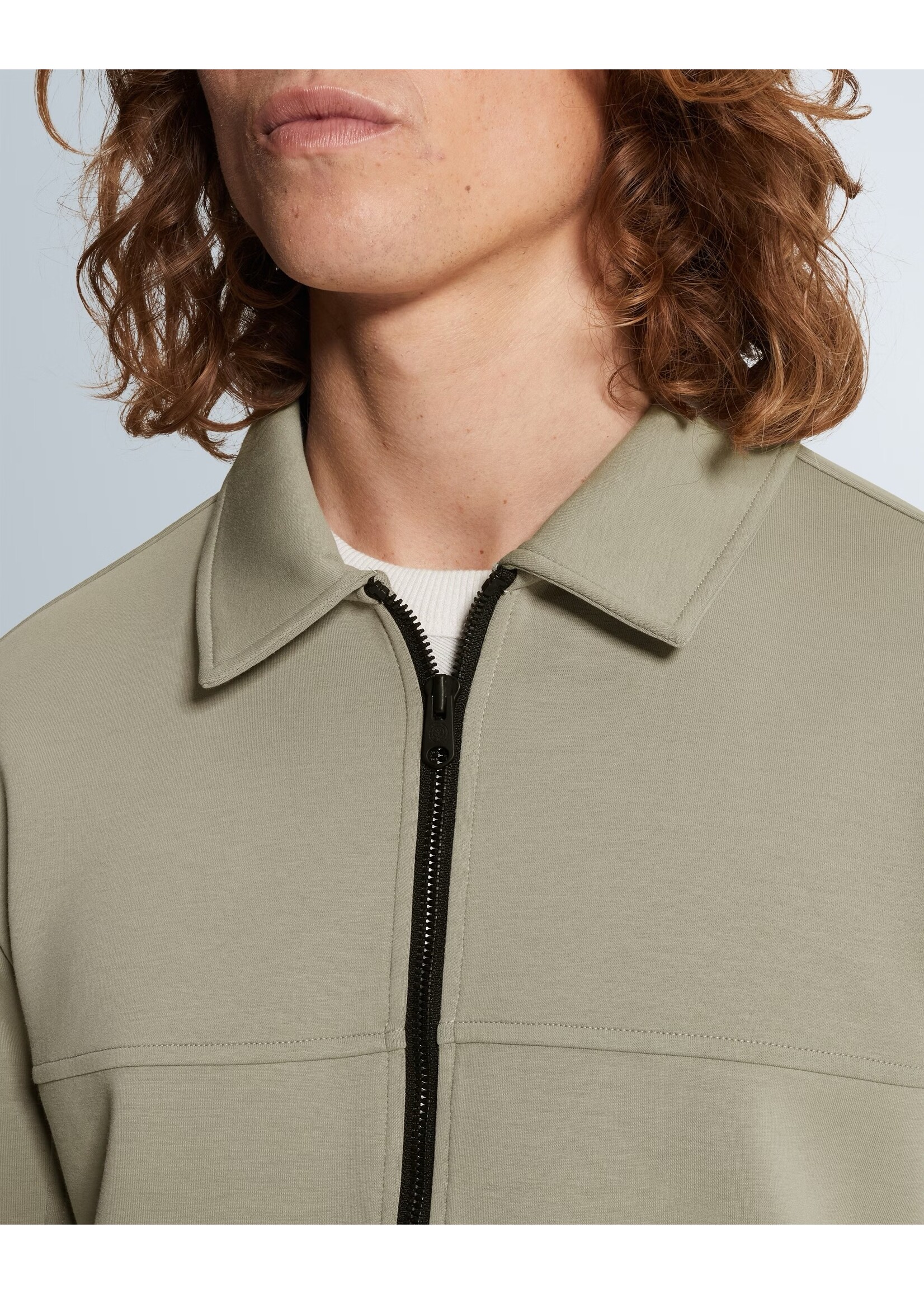 CASTIRON SWEAT JACKET MET RITSSLUITING EN PLATTE KRAAG