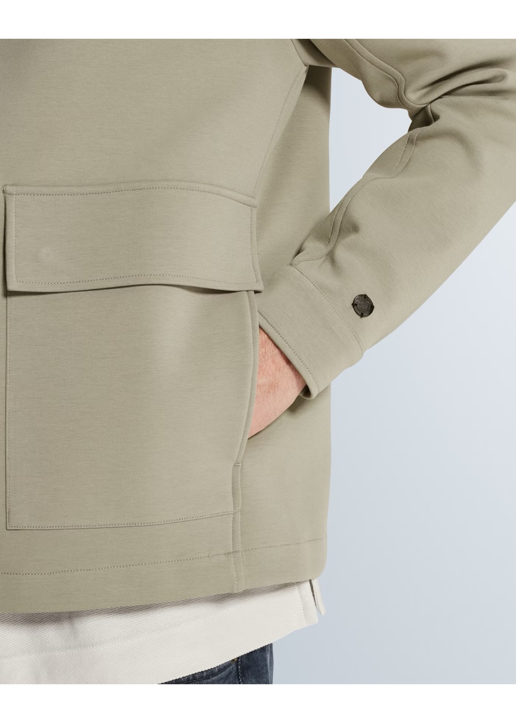 CASTIRON SWEAT JACKET MET RITSSLUITING EN PLATTE KRAAG