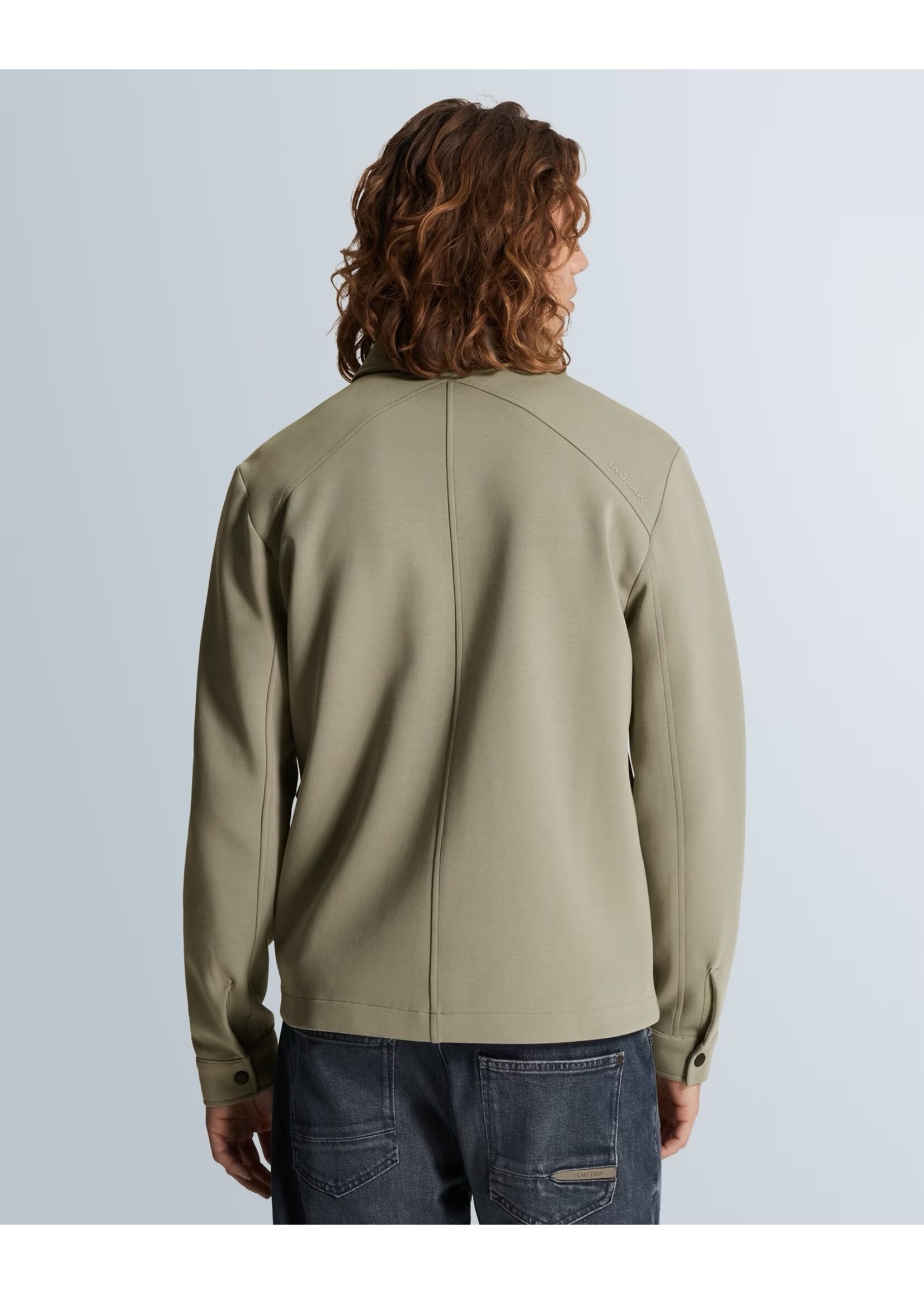 CASTIRON SWEAT JACKET MET RITSSLUITING EN PLATTE KRAAG
