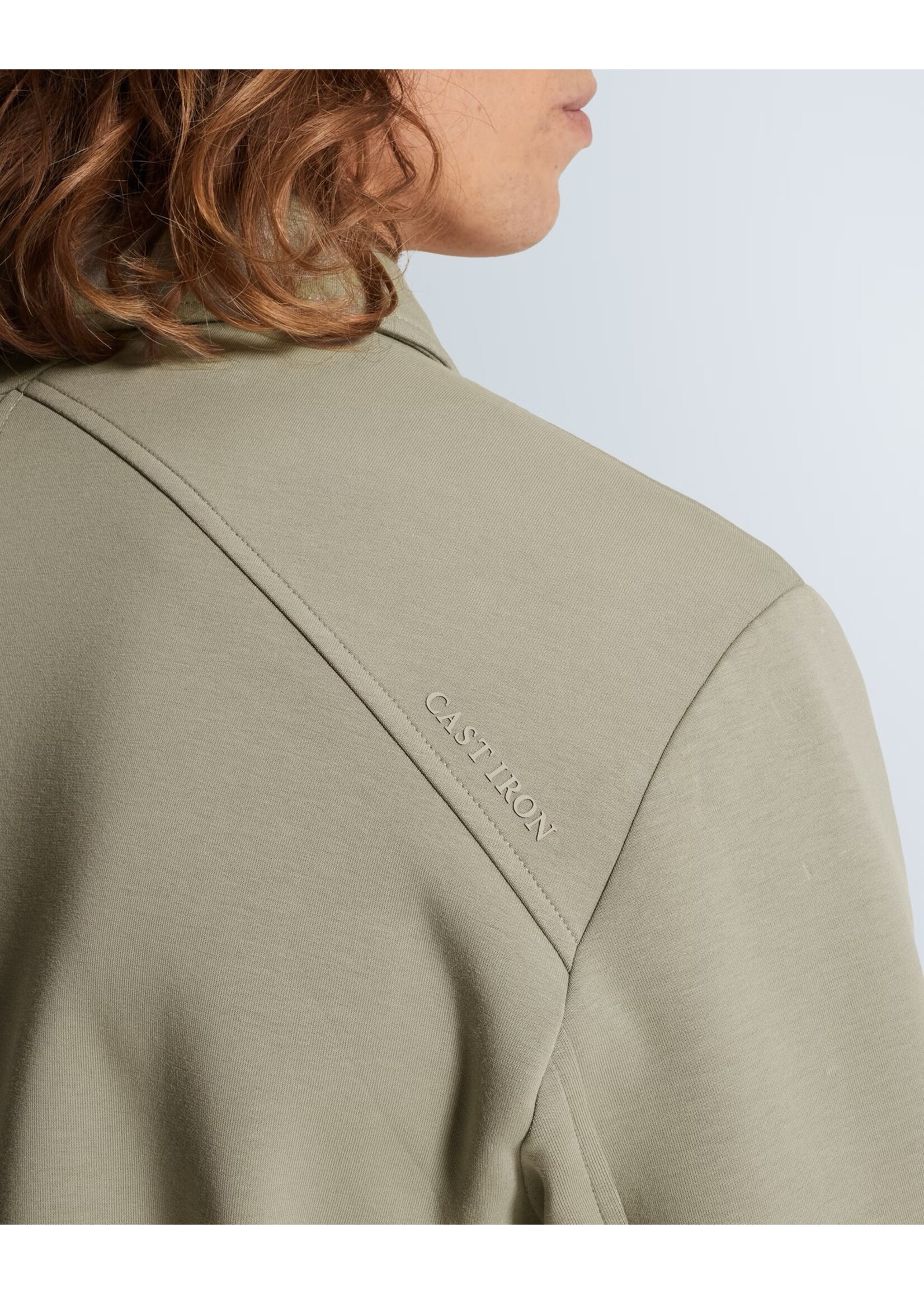 CASTIRON SWEAT JACKET MET RITSSLUITING EN PLATTE KRAAG