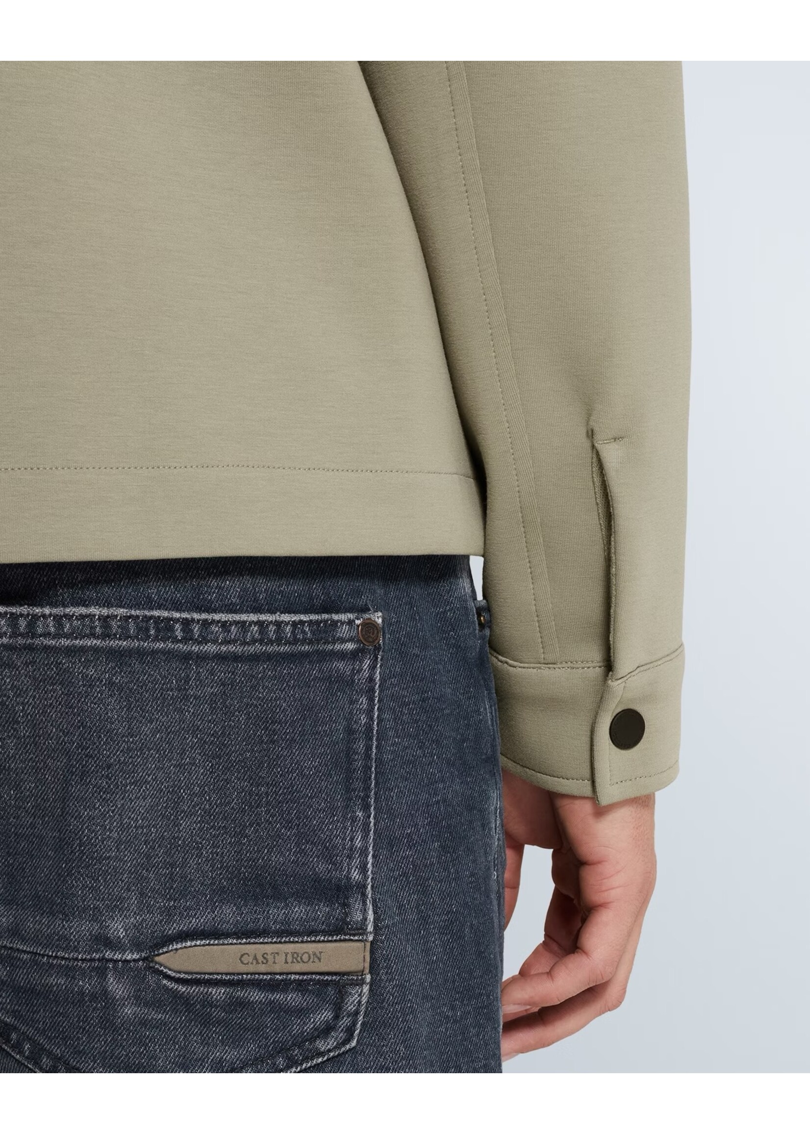 CASTIRON SWEAT JACKET MET RITSSLUITING EN PLATTE KRAAG