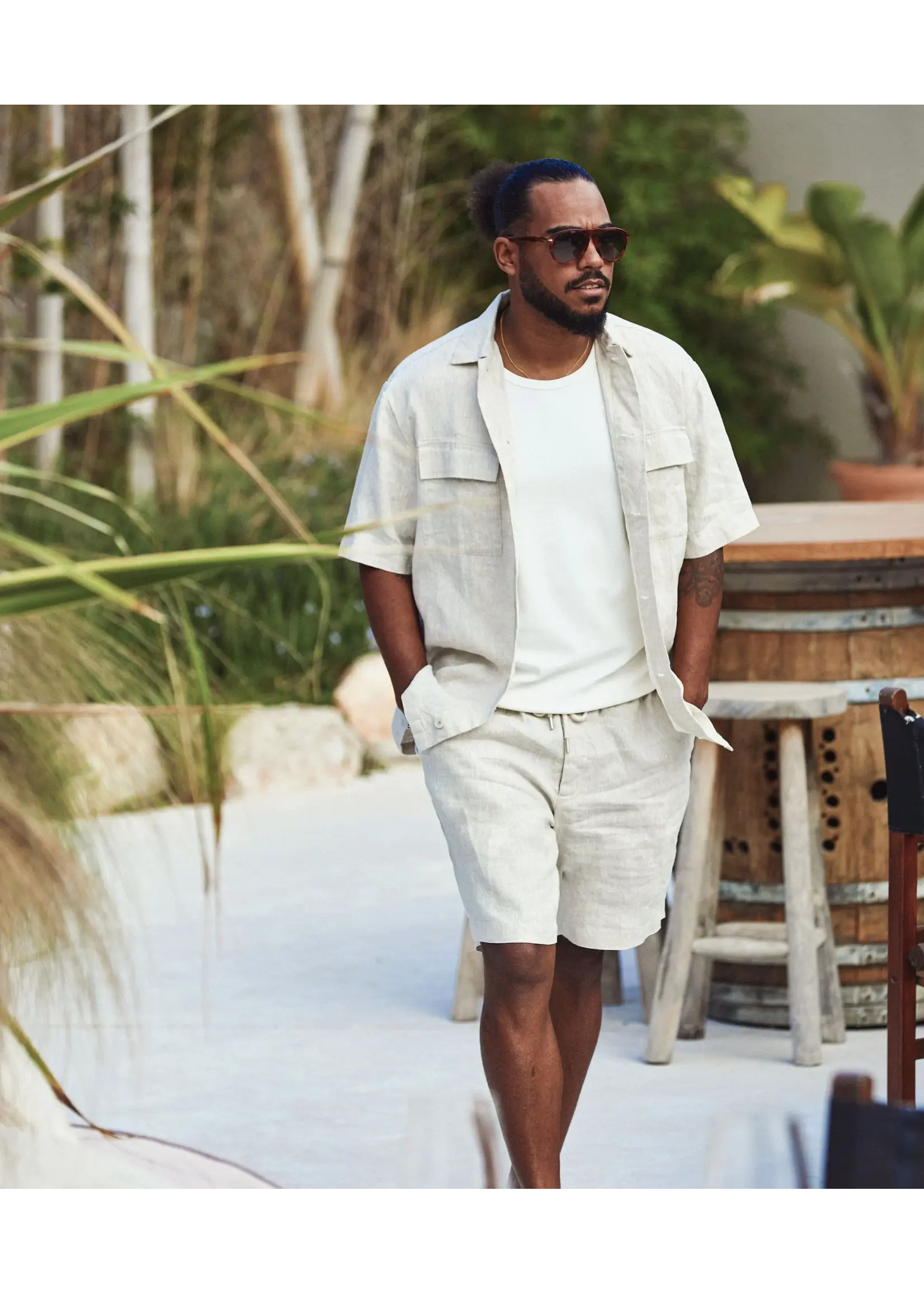 BLUE INDUSTRY  De linnen short | Sand