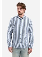 NO EXCESS  Linnenblend overhemd met brede streep | Indigo Blue