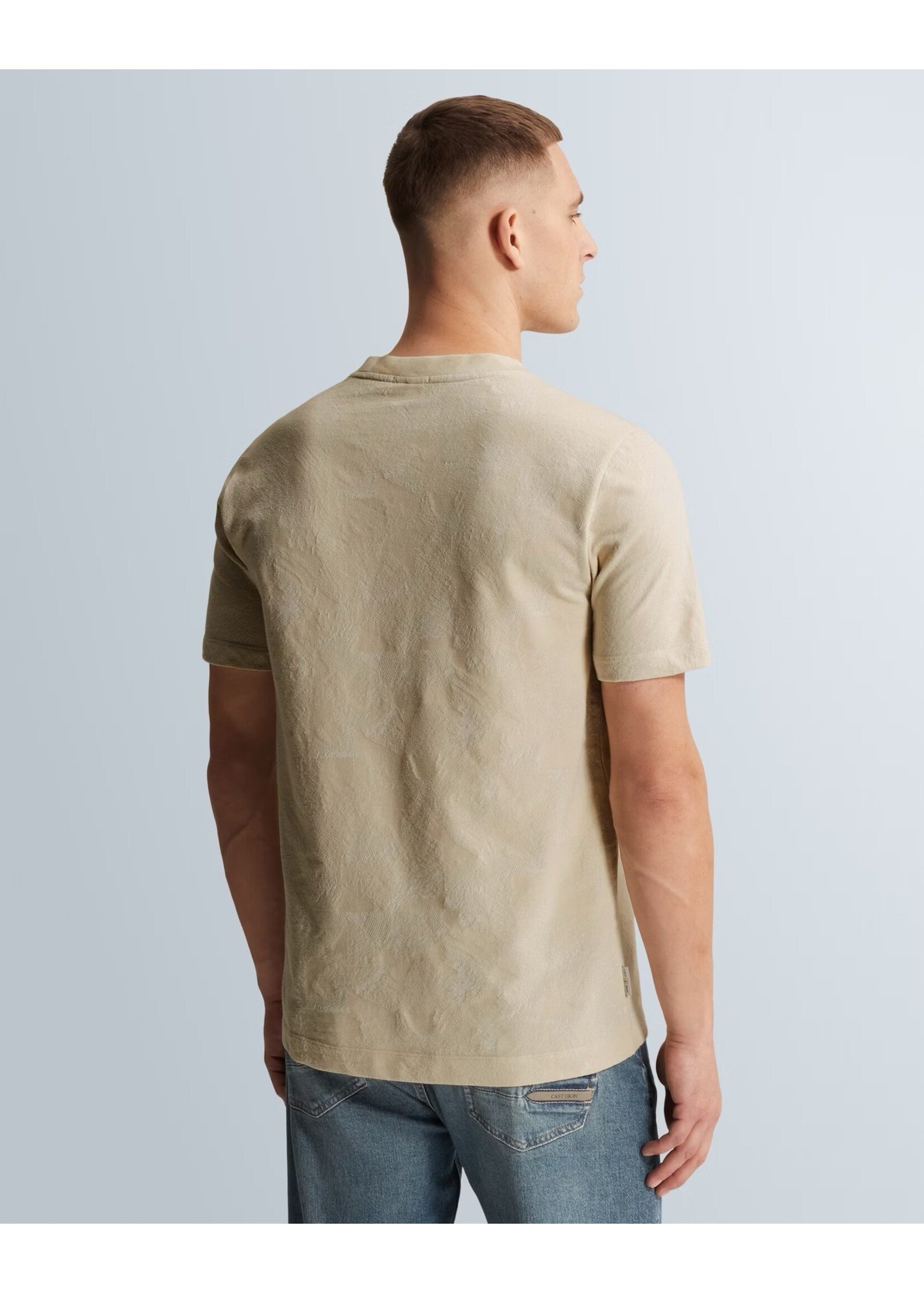 CASTIRON T-SHIRT VAN PIQUÉ MET JACQUARDPATROON- silver birch