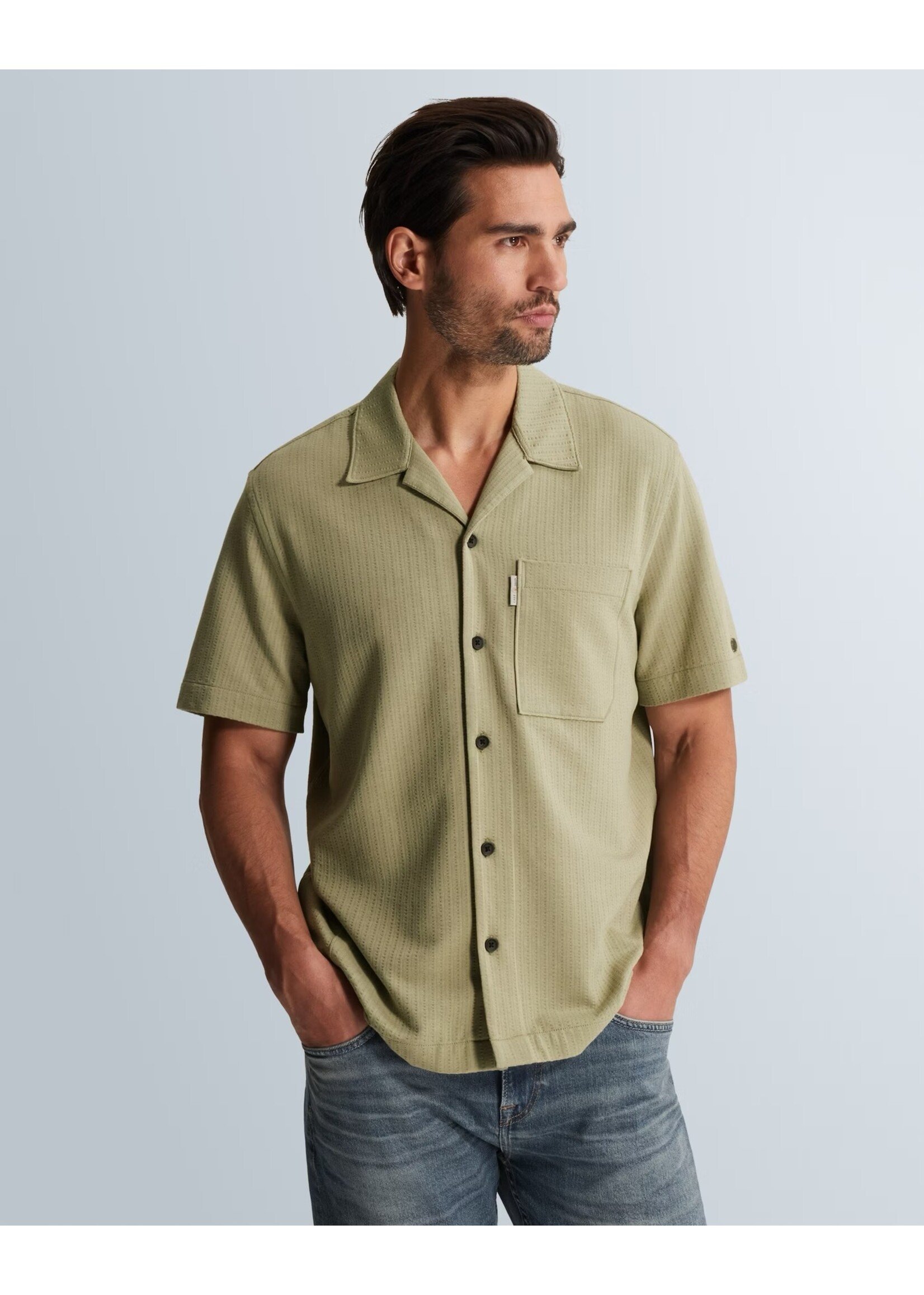 CASTIRON OVERHEMD MET KORTE MOUWEN EN BORSTZAK VAN JERSEY- TEA