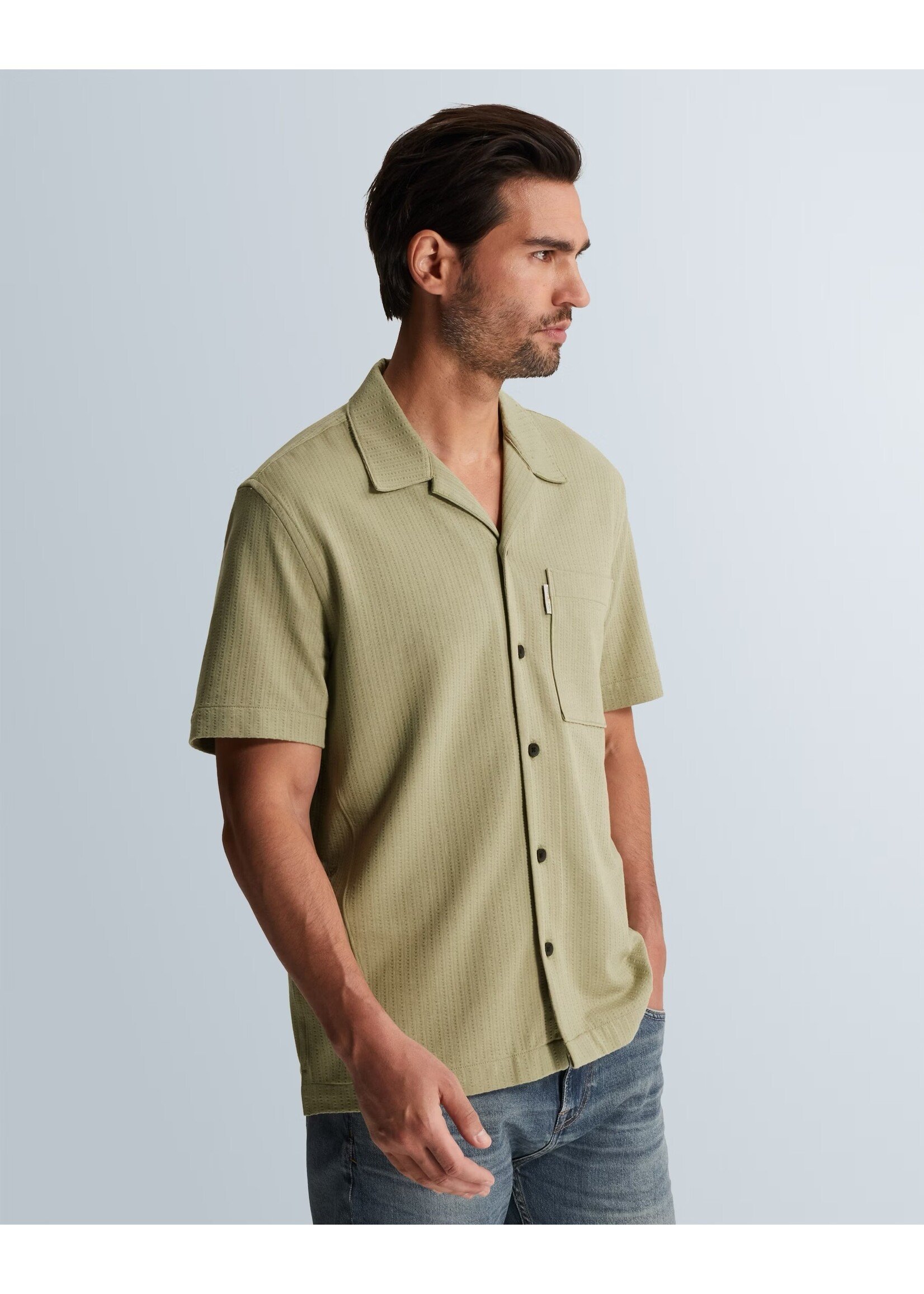 CASTIRON OVERHEMD MET KORTE MOUWEN EN BORSTZAK VAN JERSEY- TEA