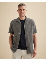 VANGUARD  OVERHEMD MET KORTE MOUWEN EN HERRINGBONE STRUCTUUR - MIDNIGHT NAVY