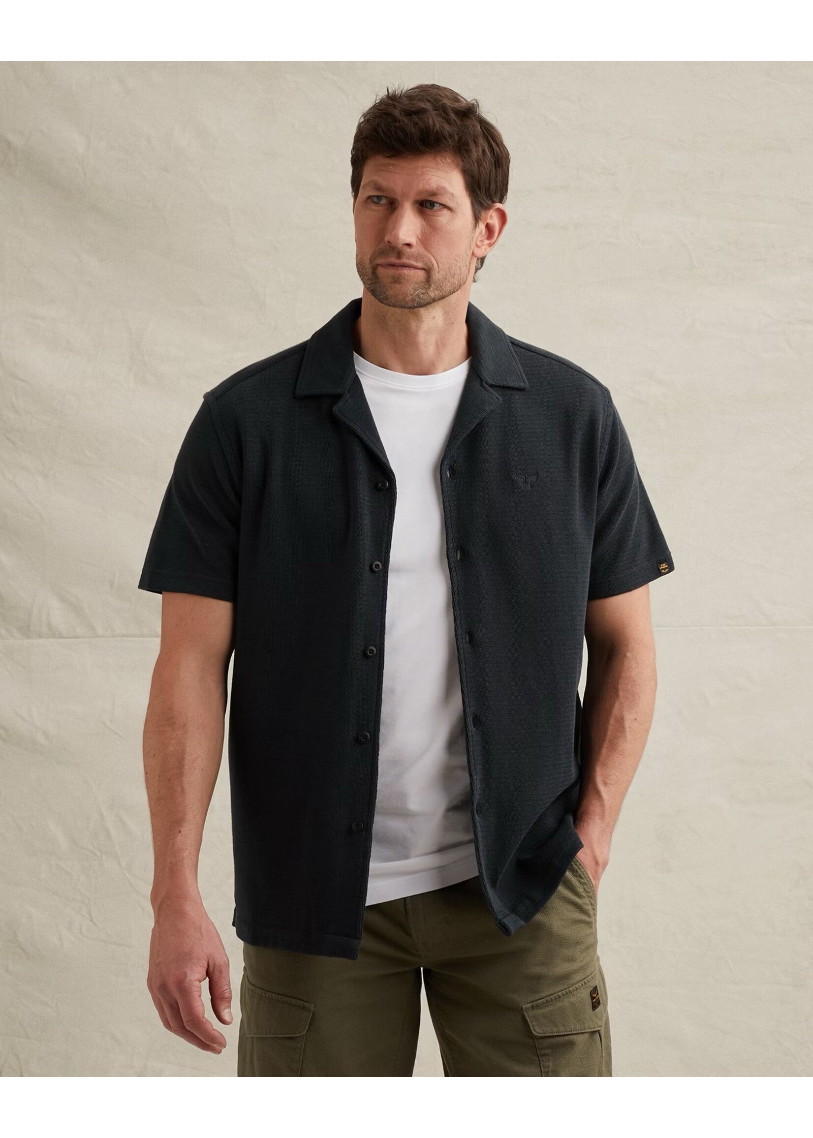 PME LEGEND OVERHEMD MET KORTE MOUWEN VAN JERSEY- CARBON