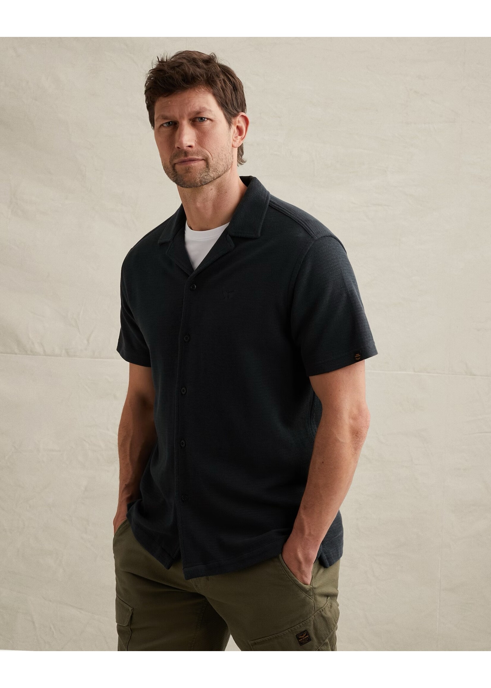 PME LEGEND OVERHEMD MET KORTE MOUWEN VAN JERSEY- CARBON