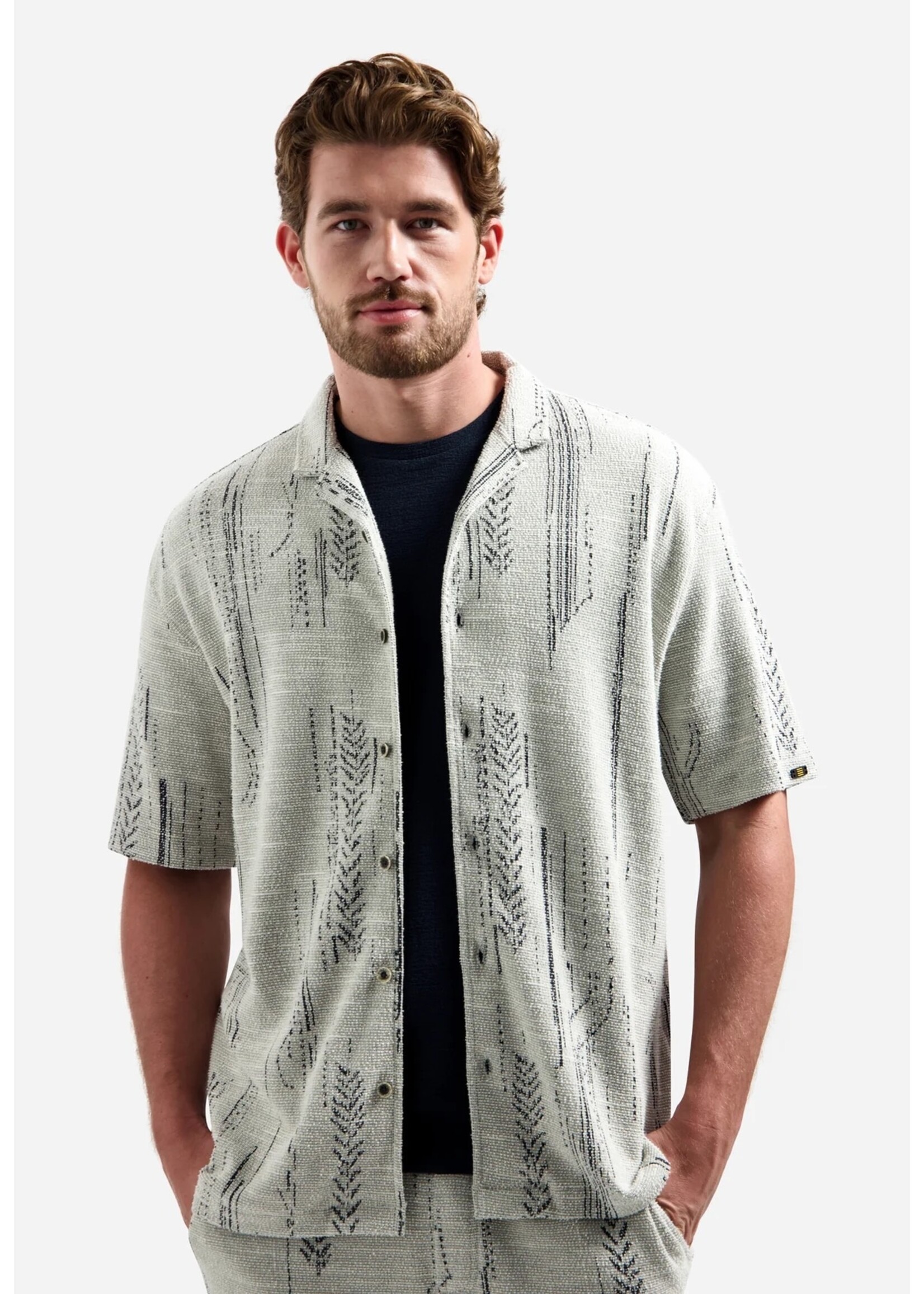 NO EXCESS  Jacquard overhemd korte mouw | Kit
